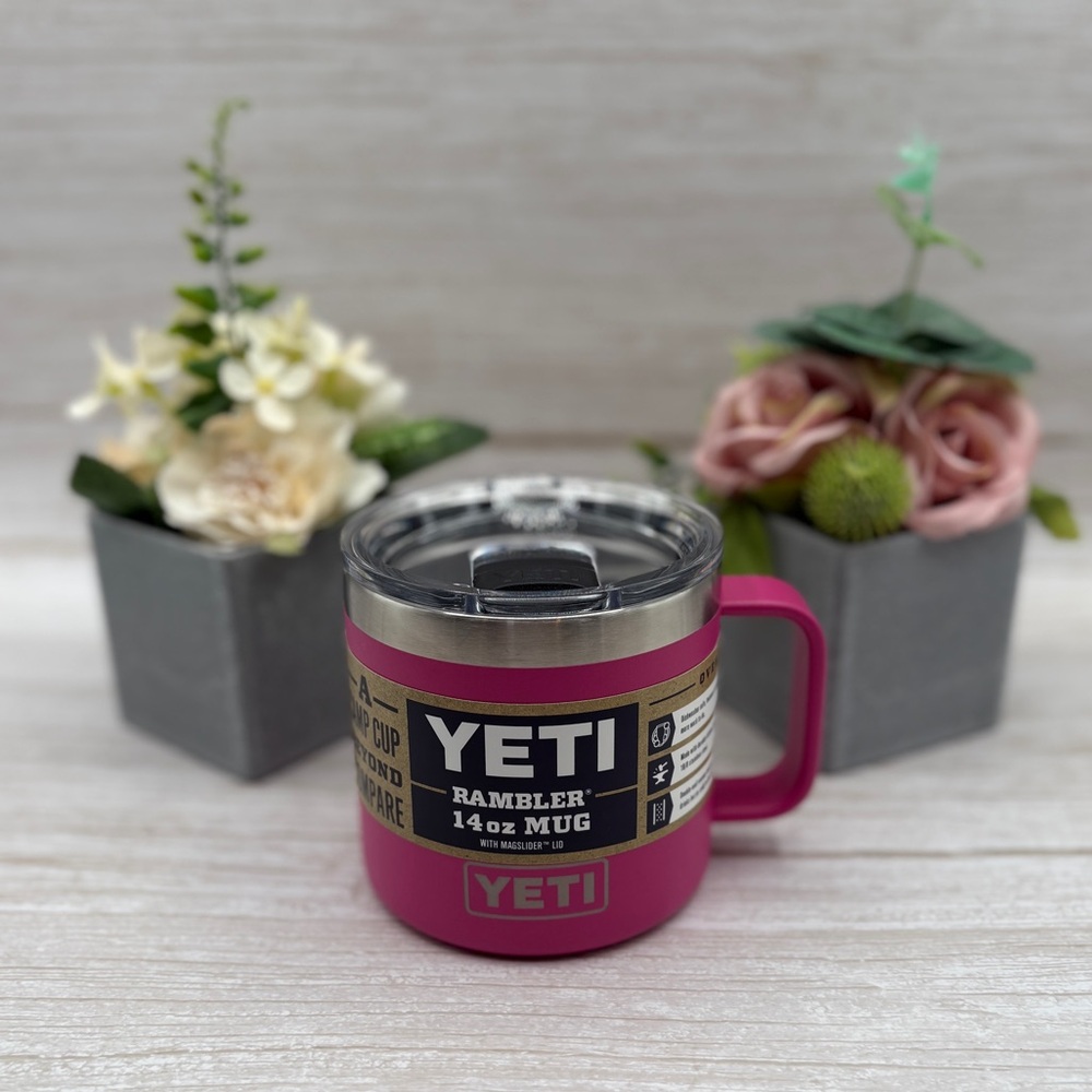 Retired! YETI Rambler 14 oz Mug in Prickly Pear Pink